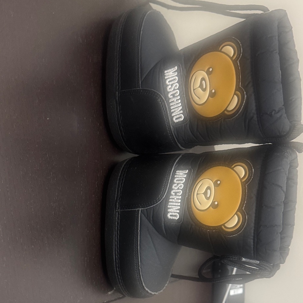 Moschino Kids Black Boots with Bear Design